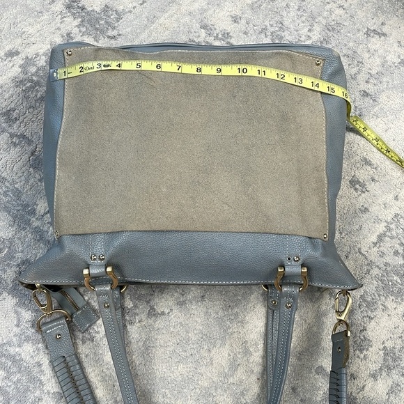 Sancia Gray Pebbled Leather Suede 2 Way Shoulder Bag Purse Extra Large Travel - Picture 15 of 17